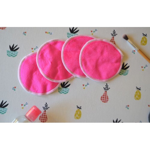 Lingettes lavables demaquillantes pas cher 4€ lot de 4 Fuchsia