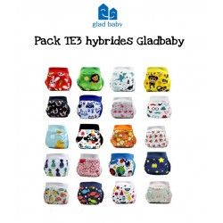 Pack couches lavables TE3 hybrides Gladbaby,pack couches lavables te3 pas cher,acheter pack couches lavables te3,boutique pack c